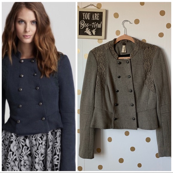 Free People Jackets & Blazers - Free People Military Lace Peplum Jacket